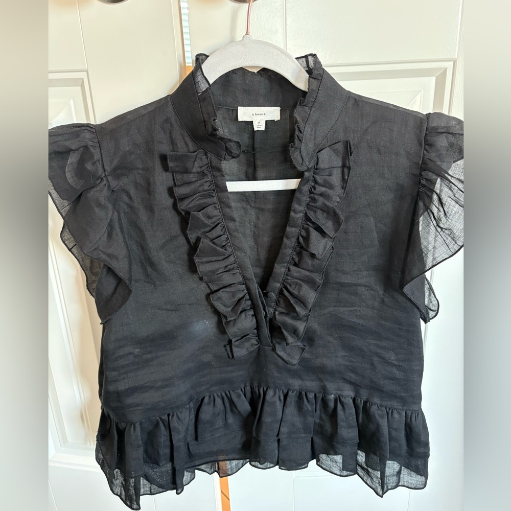 Black Ruffled Women's Top
